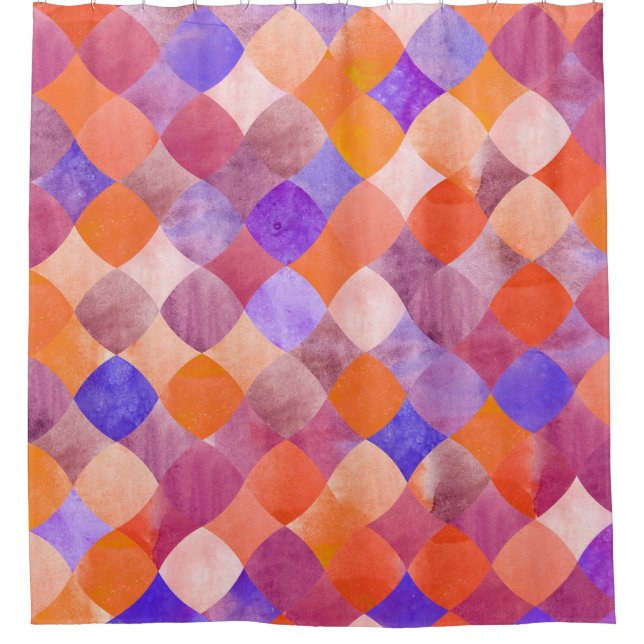 Watercolor geometric, Arab fish scales. Shower Curtain (Front)