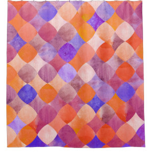 Watercolor geometric, Arab fish scales. Shower Curtain