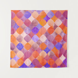 Watercolor geometric, Arab fish scales. Tapestry