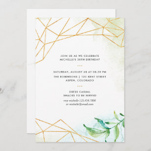 Watercolor Geometric Birthday Party Invitation
