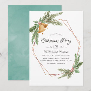 Watercolor Geometric Christmas Party Invitation