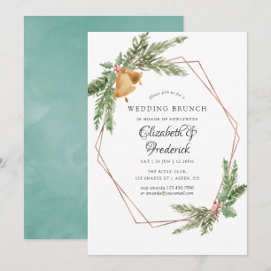 Watercolor Geometric Christmas Wedding Brunch Invitation
