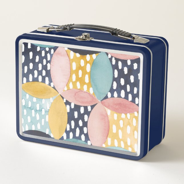 Watercolor Geometric Circles Metal Lunch Box (Front)