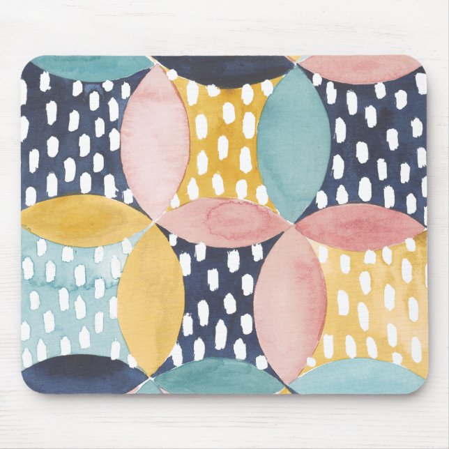 Watercolor Geometric Circles Mouse Mat (Front)