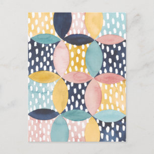 Watercolor Geometric Circles Postcard
