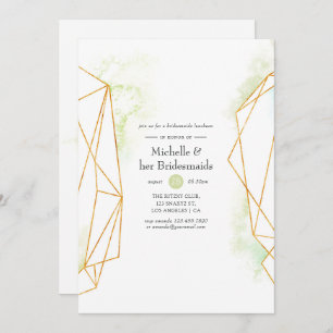 Watercolor Geometric Crystal Bridesmaids Luncheon Invitation