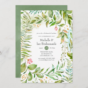 Watercolor Geometric Crystal Bridesmaids Luncheon Invitation