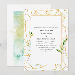 Watercolor Geometric Crystal Bridesmaids Luncheon Invitation
