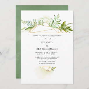 Watercolor Geometric Crystal Bridesmaids Luncheon Invitation