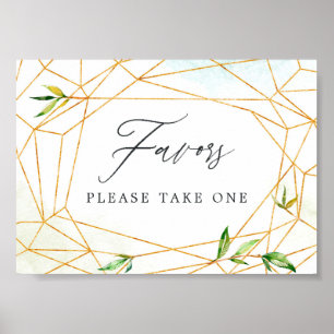 Watercolor Geometric Crystal Wedding Favours Poster
