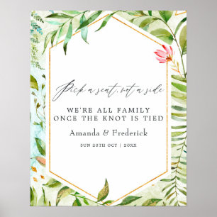 Watercolor Geometric Crystal Wedding Pick a Seat Poster
