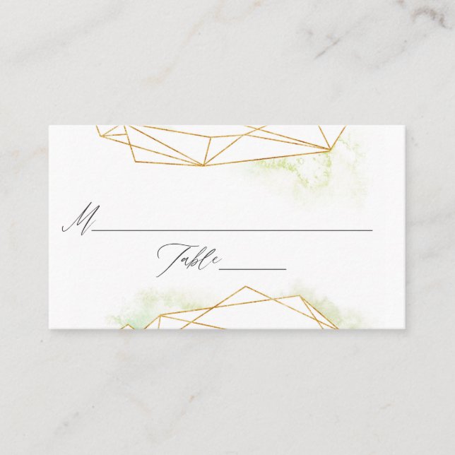 Watercolor Geometric Crystal Wedding Place Card (Front)
