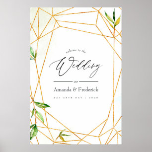 Watercolor Geometric Crystal Wedding Poster
