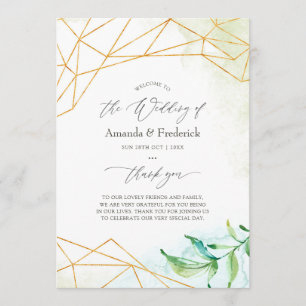Watercolor Geometric Crystal Wedding Programme