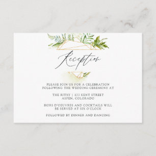 Watercolor Geometric Crystal Wedding Reception Enclosure Card