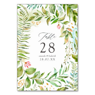 Watercolor Geometric Crystal Wedding Table Number