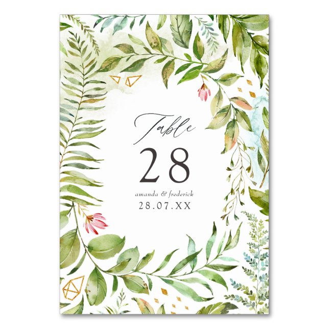 Watercolor Geometric Crystal Wedding Table Number (Front)