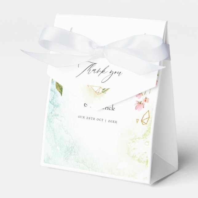 Watercolor Geometric Monogrammed Crystal Wedding Favour Box (Front Side)