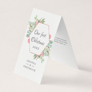 Watercolor Geometric Our First Christmas Photo