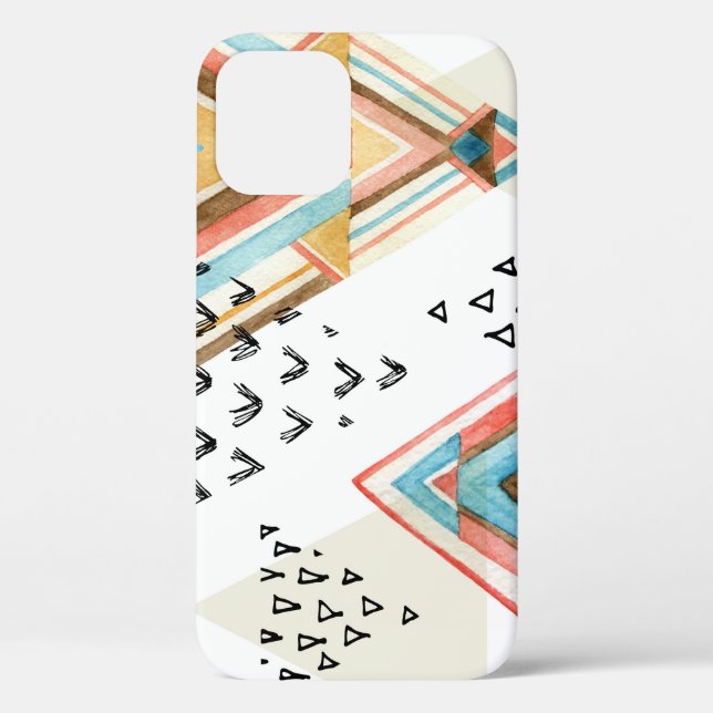 Watercolor Geometric Seamless: Tribal Style. Case-Mate iPhone Case (Back)