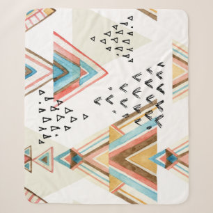 Watercolor Geometric Seamless: Tribal Style. Sherpa Blanket