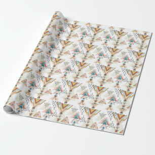 Watercolor Geometric Seamless: Tribal Style. Wrapping Paper