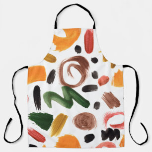 Watercolor geometric shapes. Abstract painting bru Apron