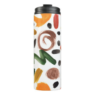 Watercolor geometric shapes. Abstract painting bru Thermal Tumbler