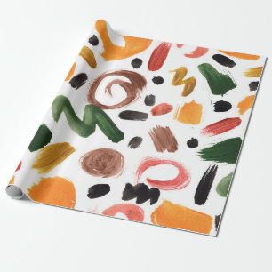 Watercolor geometric shapes. Abstract painting bru Wrapping Paper