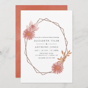 Watercolor Geometric Terracotta Rehearsal Dinner Invitation