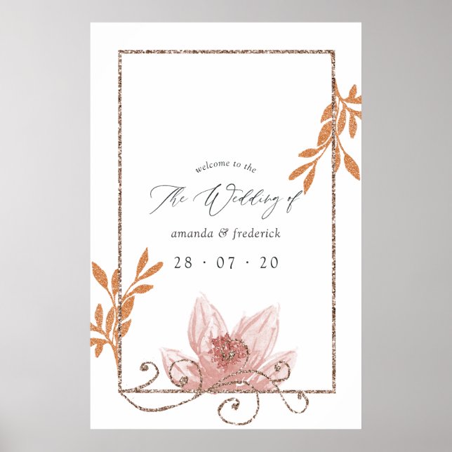 Watercolor Geometric Terracotta Wedding Welcome Poster (Front)