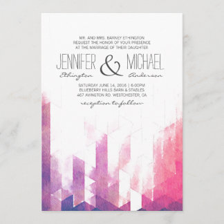 Watercolor Geometric Triangles | Modern Wedding Invitation