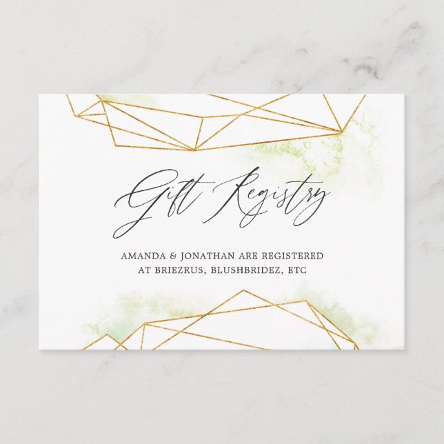 Watercolor Geometric Wedding Gift Registry Enclosure Card (Front)