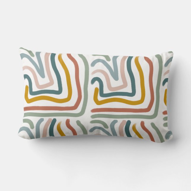 Watercolor Geometrical abstract minimal modern Soc Lumbar Cushion (Back)