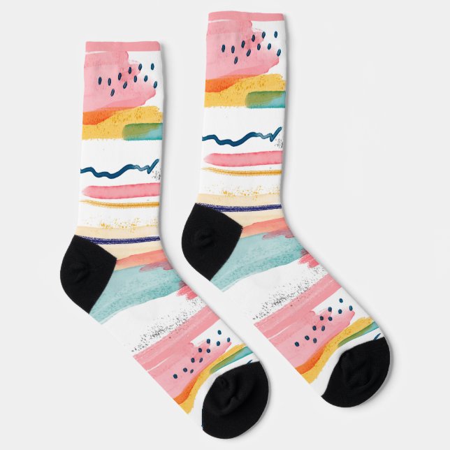Watercolor Geometrical abstract minimal modern Socks (Right)
