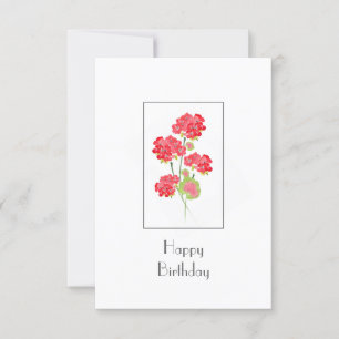 Watercolor Geraniums Stems Card