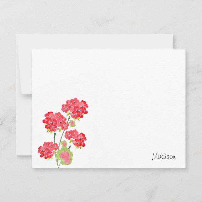 Watercolor Geraniums Stems  Card (Front)