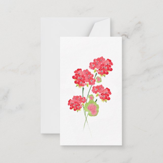 Watercolor Geraniums Stems   Card (Front)