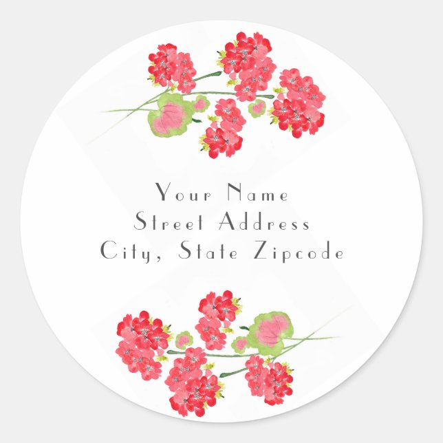  Watercolor Geraniums Stems labels (Front)