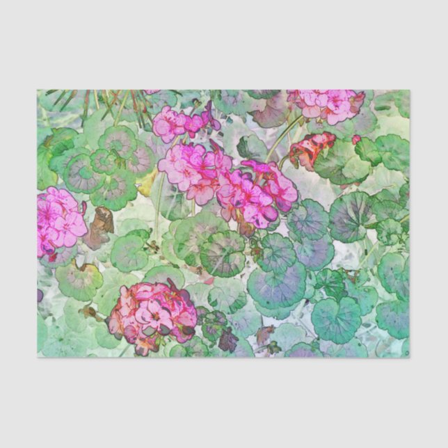 Watercolor Geraniums Tissue Paper (Front)