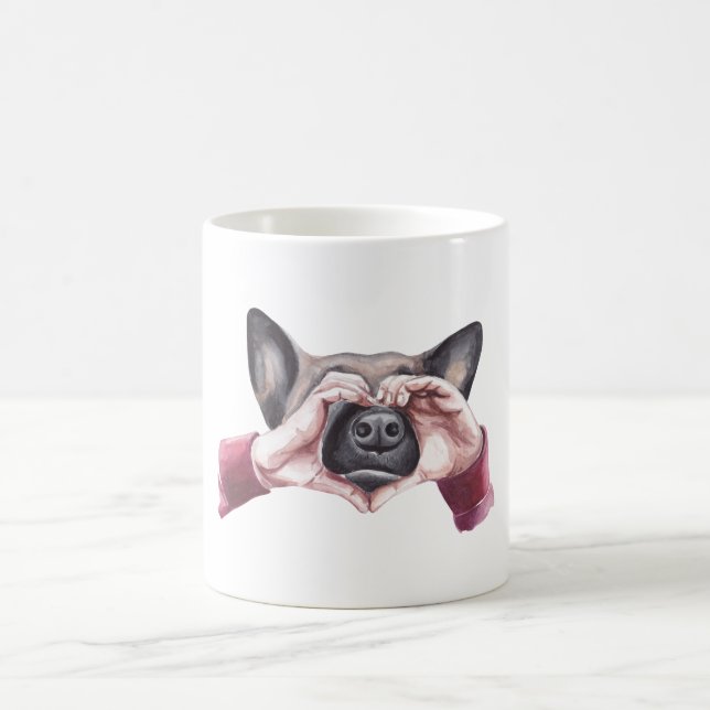 Watercolor German Shepherd  Coffee Mug (Center)