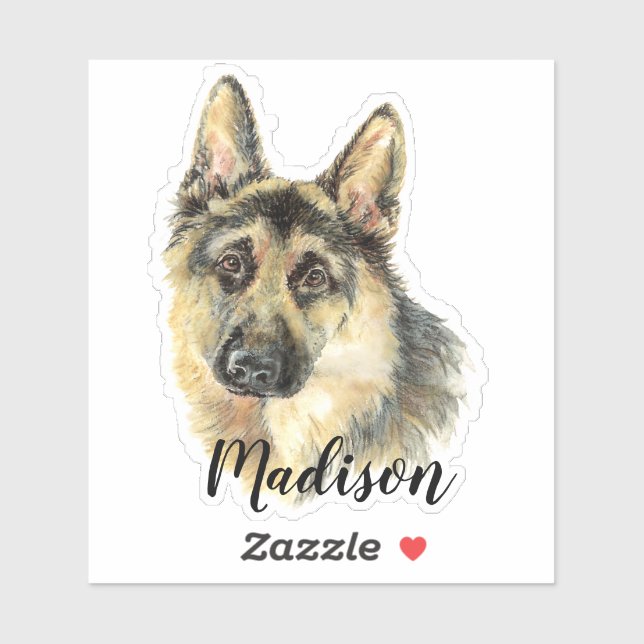Watercolor German Shepherd Dog  Animal Custom Name (Sheet)