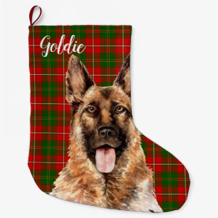 Watercolor German Shepherd Dog Personalised Large Christmas Stocking