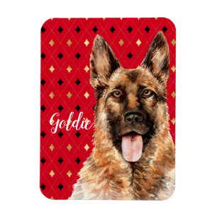 Watercolor German Shepherd Dog Personalised Magnet