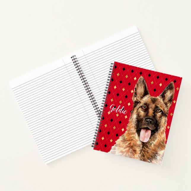 Watercolor German Shepherd Dog Personalised Notebook (Inside)