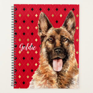 Watercolor German Shepherd Dog Personalised Planner