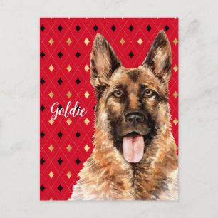 Watercolor German Shepherd Dog Personalised Postcard