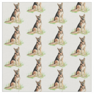 Watercolor German Shepherd dog pet animal Fabric