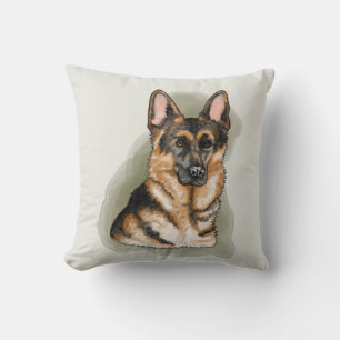 Watercolor German Shepherd Dog Portrait Art Cushion
