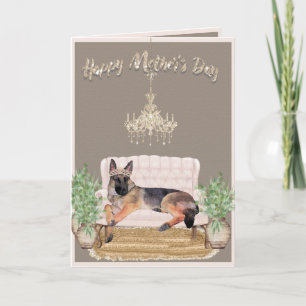 Watercolor German Shepherd Fun Mother's Day Card